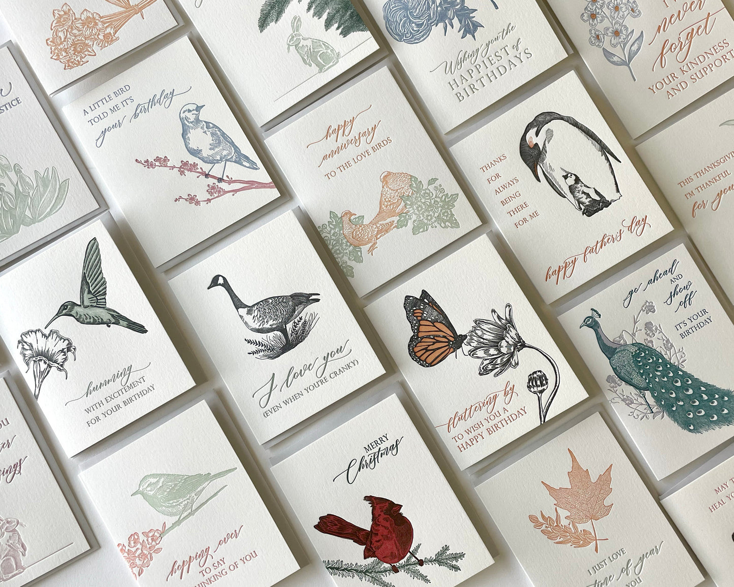 A variety of letterpress floral greeting cards from Rust Belt Love