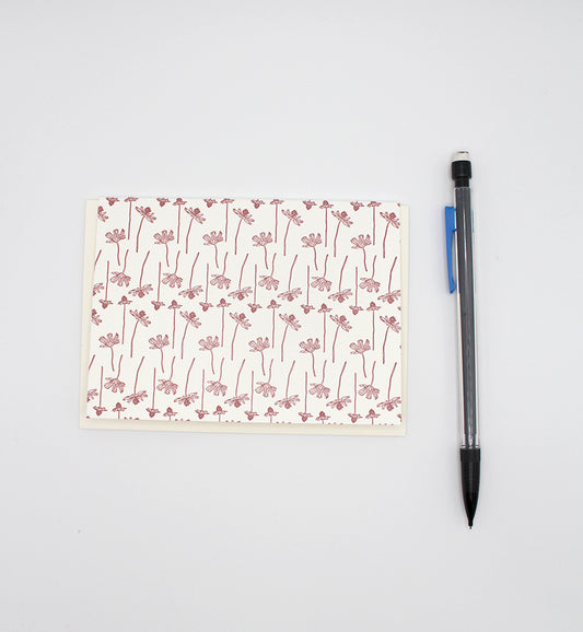 Letterpress linear floral pattern small note card by Rust Belt Love
