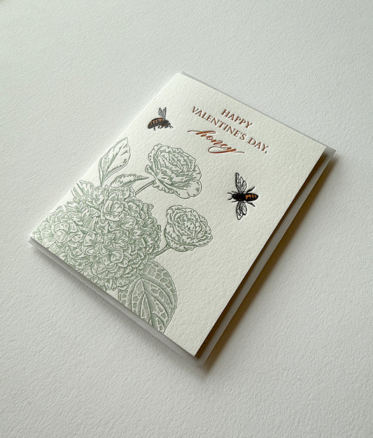 Happy Valentines Day Honey Letterpress Greeting Card