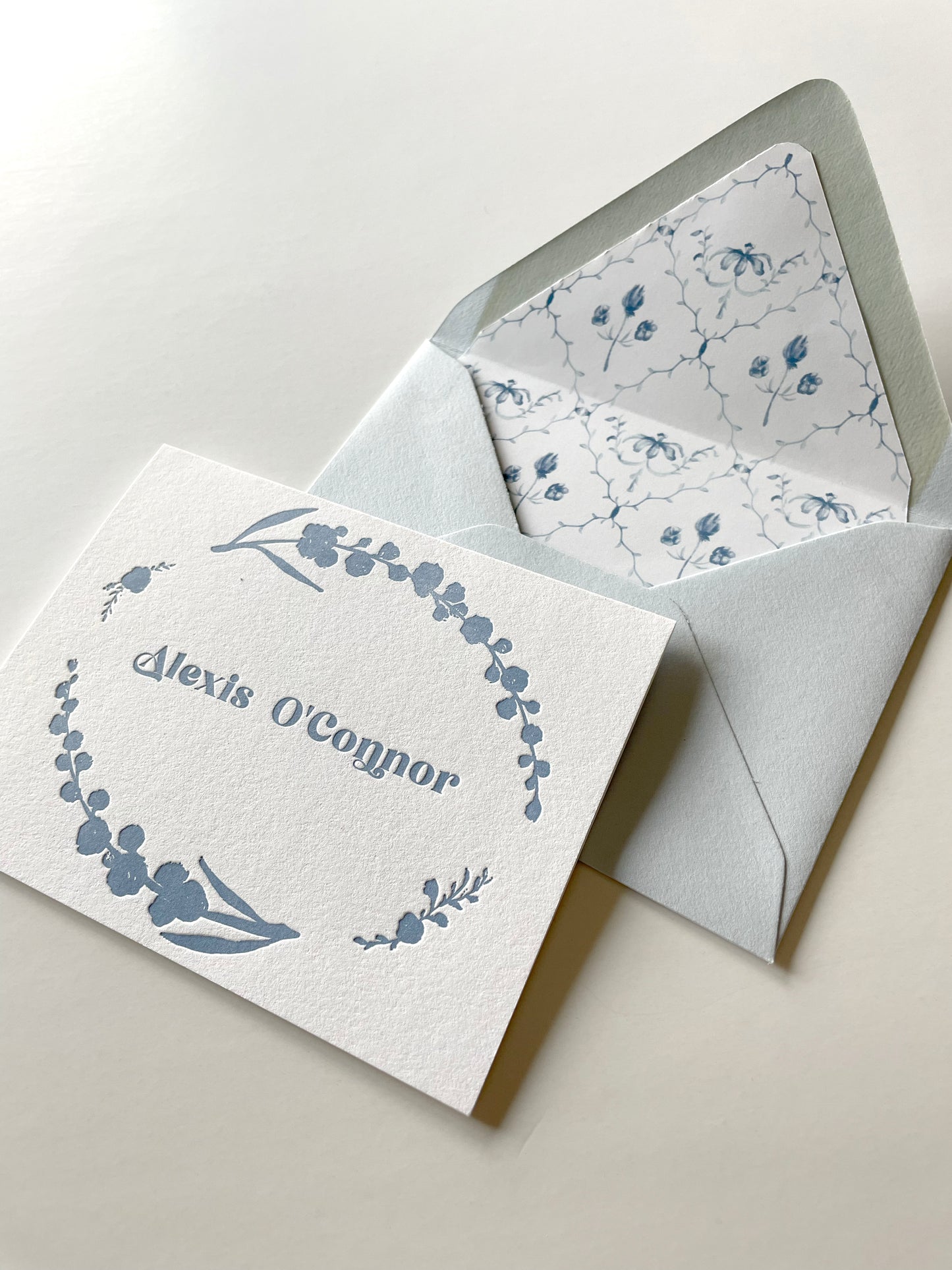 French Blue Flowers Semi-Custom Stationery