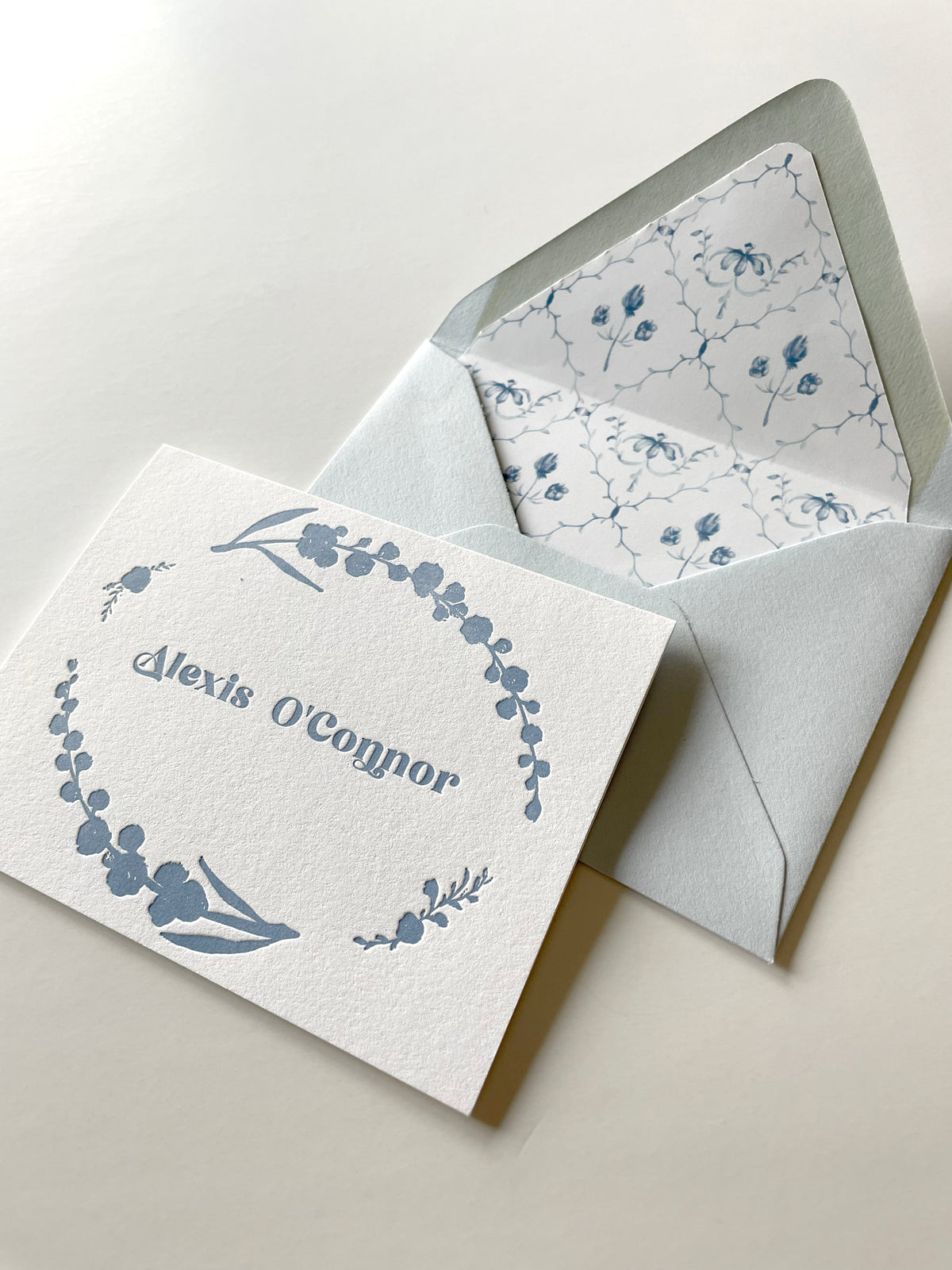 French Blue Flowers Semi-Custom Stationery