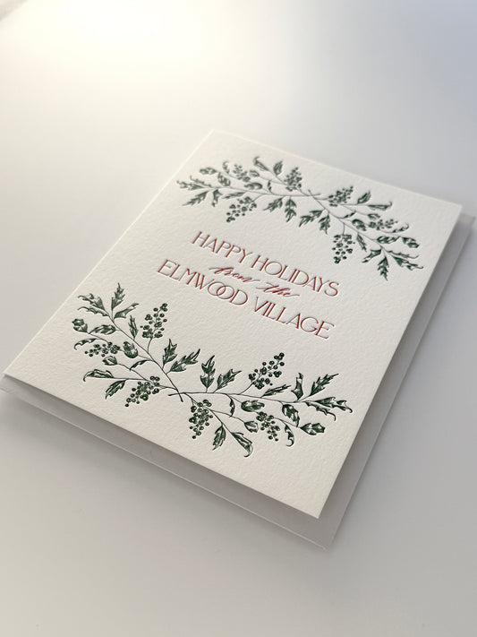 Happy Holidays from the Elmwood Village Letterpress Greeting Card