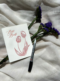 Letterpress friendship card with tulips that says "Best Buds" by Rust Belt Love