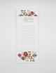 3.5 by 8.5 notepad with lined sheets with florals that says "Blooming ideas" by Rust Belt Love