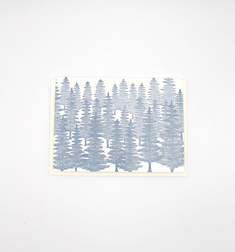 blue evergreen printed small card by Rust Belt Love