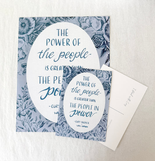 "The power of the people-is greater than the people in power" - Senator Cory Booker Quote Art Print