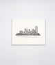 Letterpress card with black inked buffalo city skyline by Rust Belt Love.