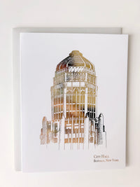 City Hall Buffalo, NY gold foil card by Rust Belt Love