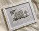 Framed illustration of a custom drawn home by Rust Belt Love