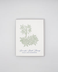 Letterpress birthday card with florals that says "December Birth Flowers, Holly And Paperwhite" by Rust Belt Love