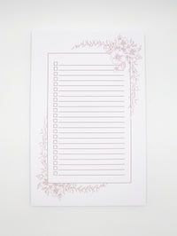 5.5 by 8.5 notepad with lined sheets with dusty rose florals  by Rust Belt Love