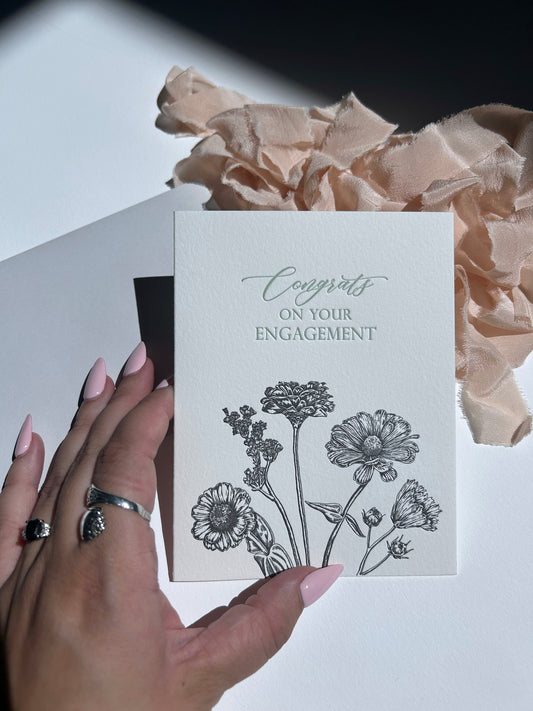 Letterpress wedding card set — seven cards for the engagement, bridal shower, and wedding day by Rust Belt Love