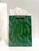 Standing picture of green gift bag with eucalyptus print by Rust Belt Love