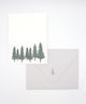 Letterpress flat note card with green evergreens by Rust Belt Love
