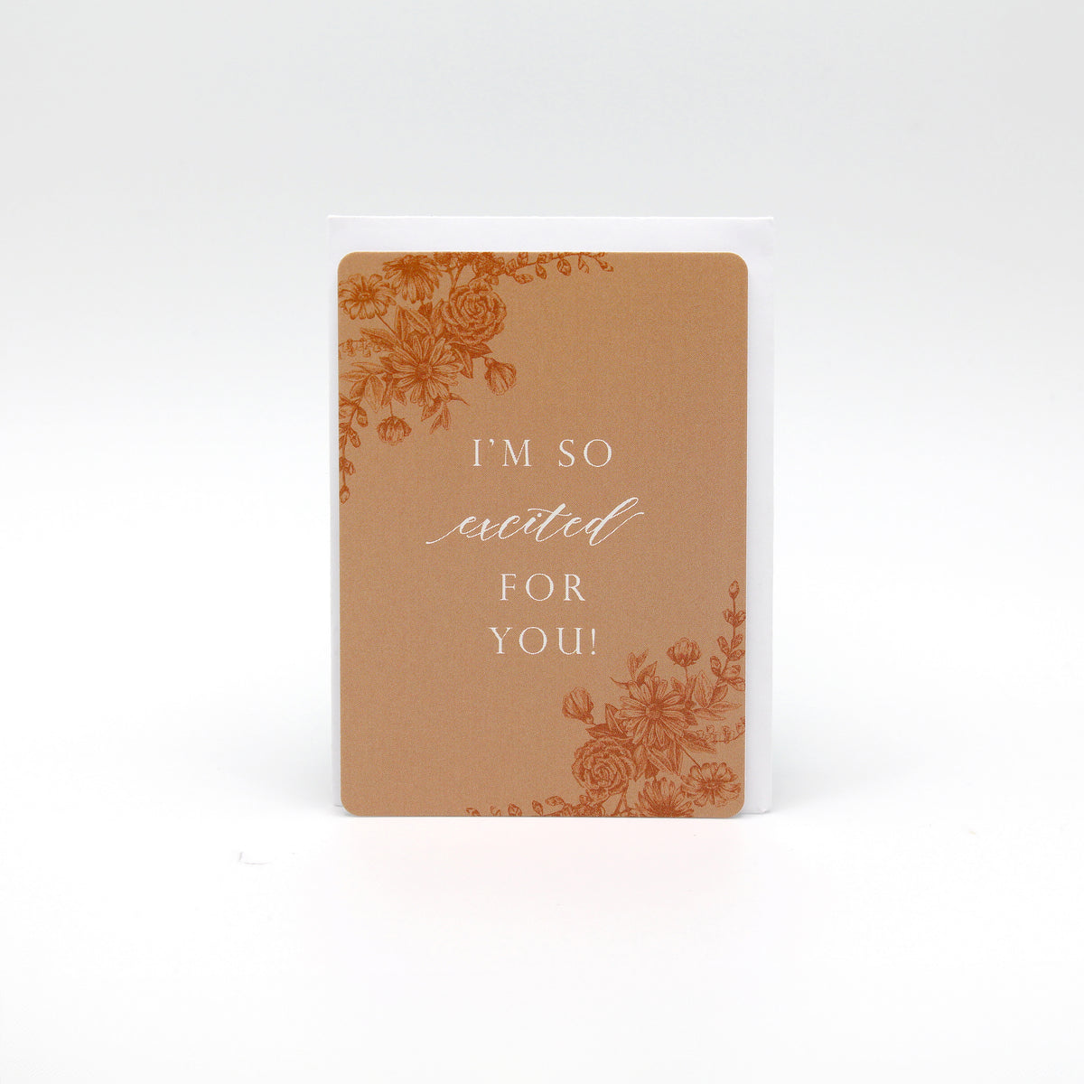 Orange floral minicards that reads "I'm so excited for you!" by Rust Belt Love