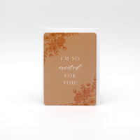 Orange floral minicards that reads "I'm so excited for you!" by Rust Belt Love