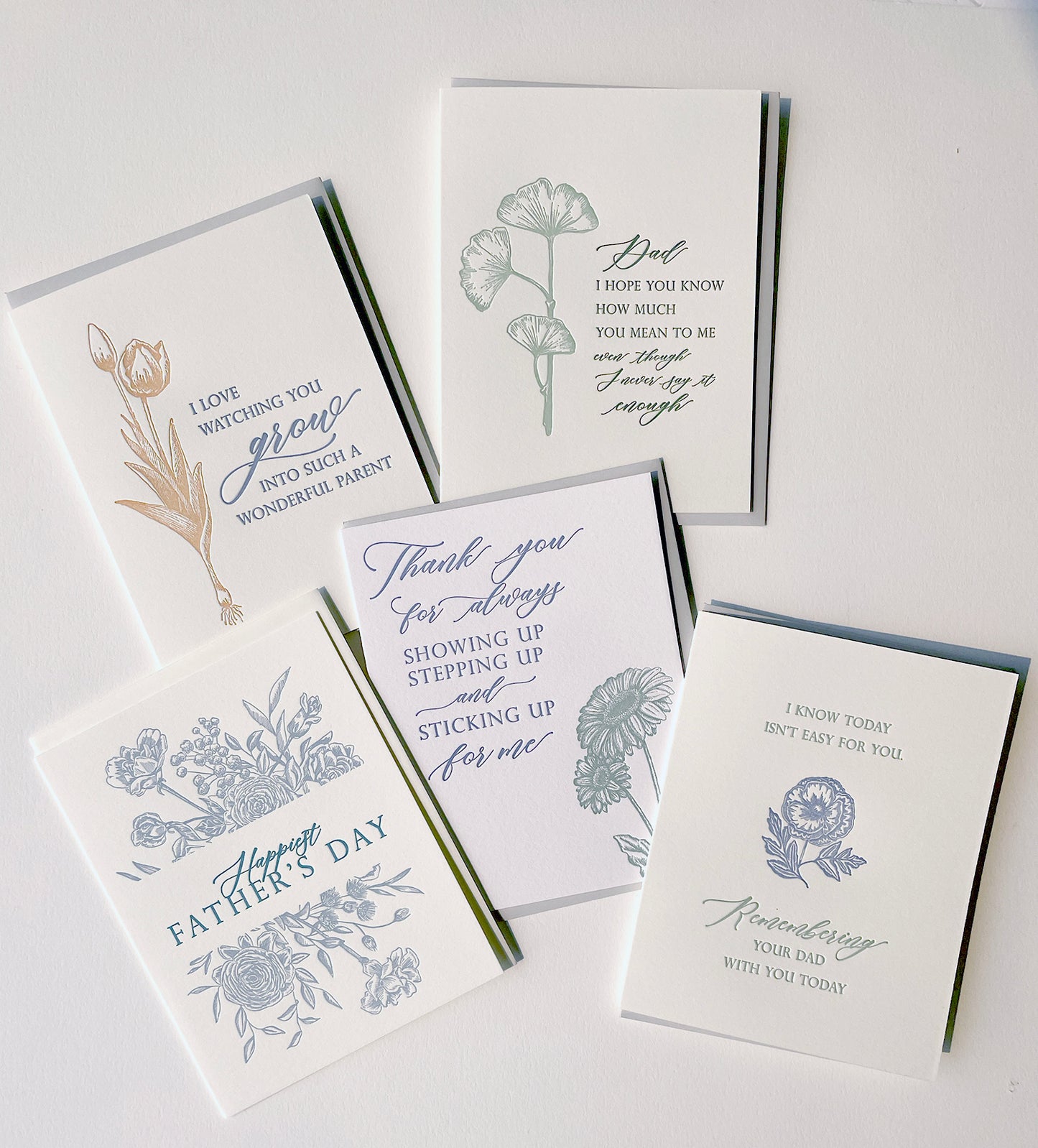 A variety of Rust Belt Love's father's day letterpress greeting cards