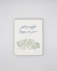 Letterpress congrats card with florals that says " Gloriously happy for you!" by Rust Belt Love