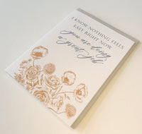 Letterpress encouragement card with florals that says " I know nothing feels easy right now you are doing a great job" by Rust Belt Love