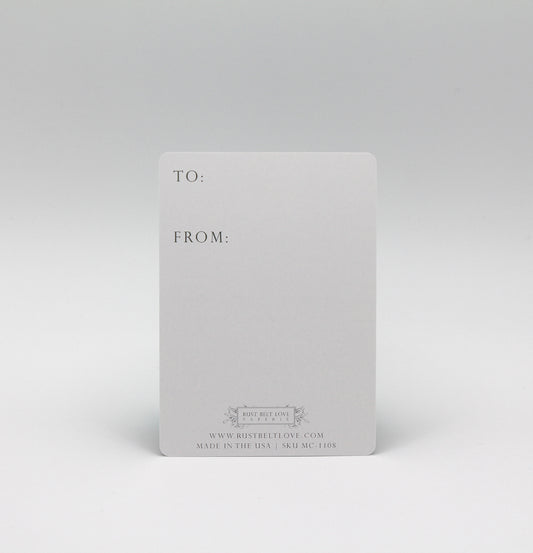 Dark green floral minicard that reads "I love this literary journey for you" from Rust Belt Love