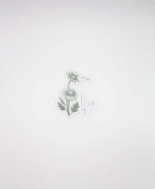 Green floral sticker that says "I love me" by In Good Company