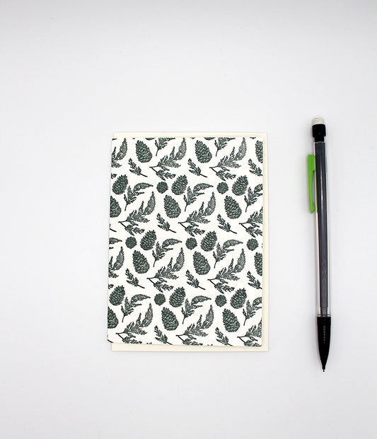 Letterpress green pinecone small card by Rust Belt Love