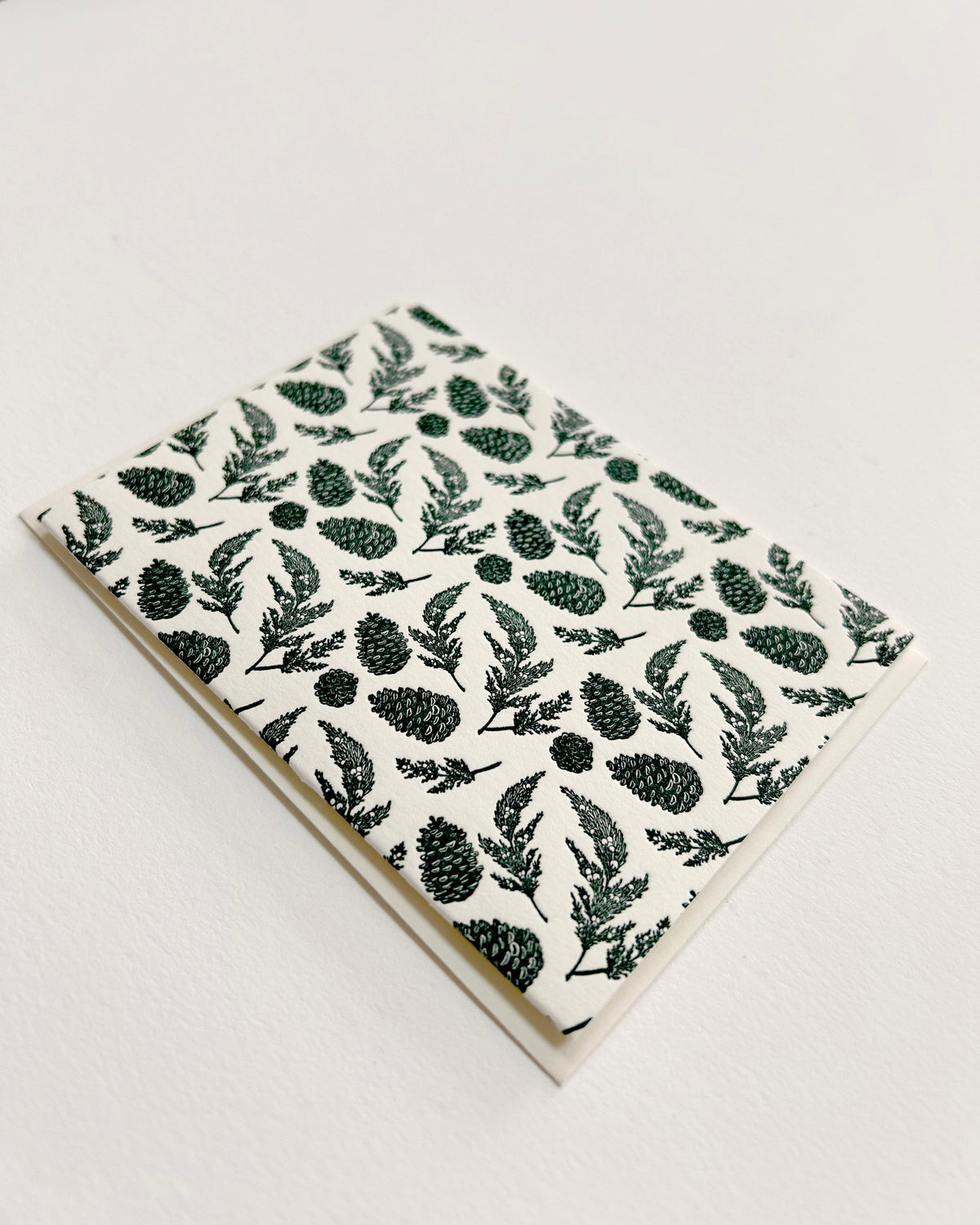 Letterpress green pinecone small card by Rust Belt Love