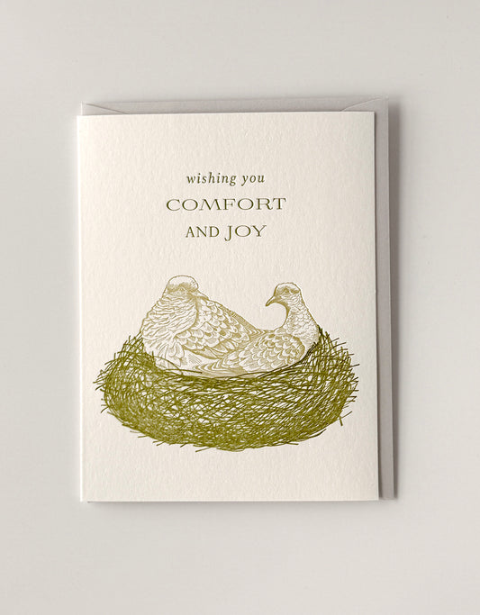 Wishing you Comfort and Joy Letterpress Holiday Greeting Card