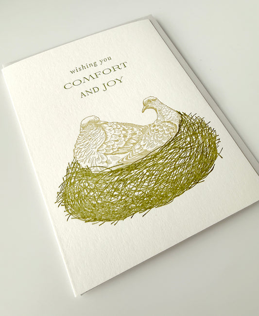 Wishing you Comfort and Joy Letterpress Holiday Greeting Card