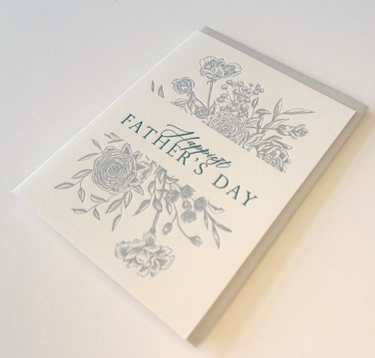 Letterpress father's day card with florals that says "Happy Father's Day" by Rust Belt Love