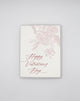 Letterpress love card with florals that says "Happy Valentine's Day" by Rust Belt Love