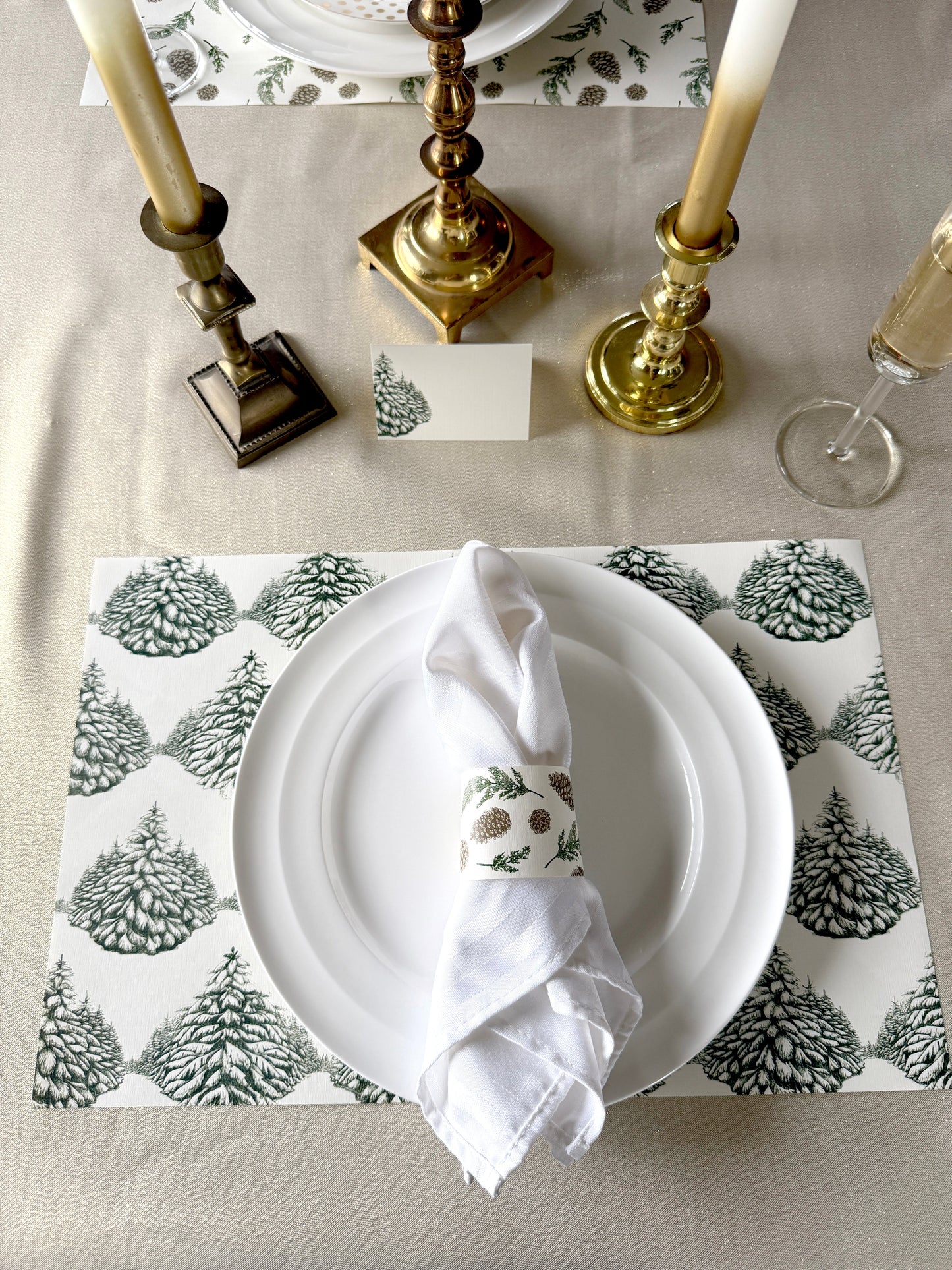 Holiday Forest Place Cards- Double-sided Table Tents (Set of 12)