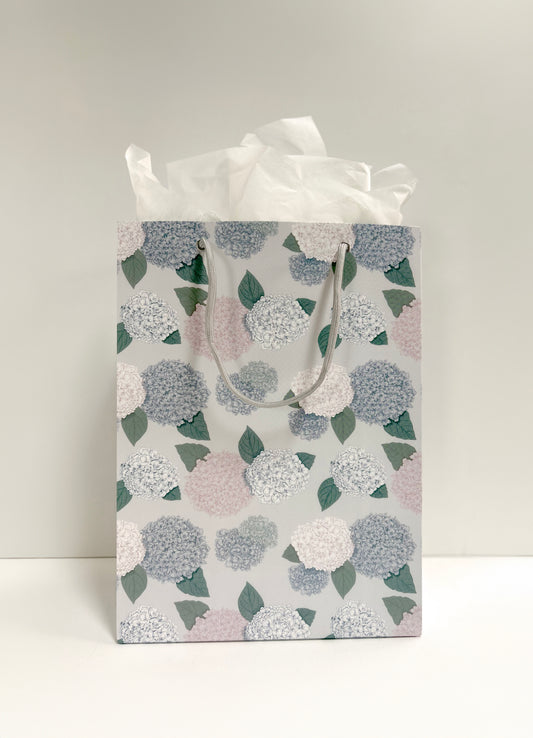 Standing hydrangea patterned gift bag by Rust Belt Love