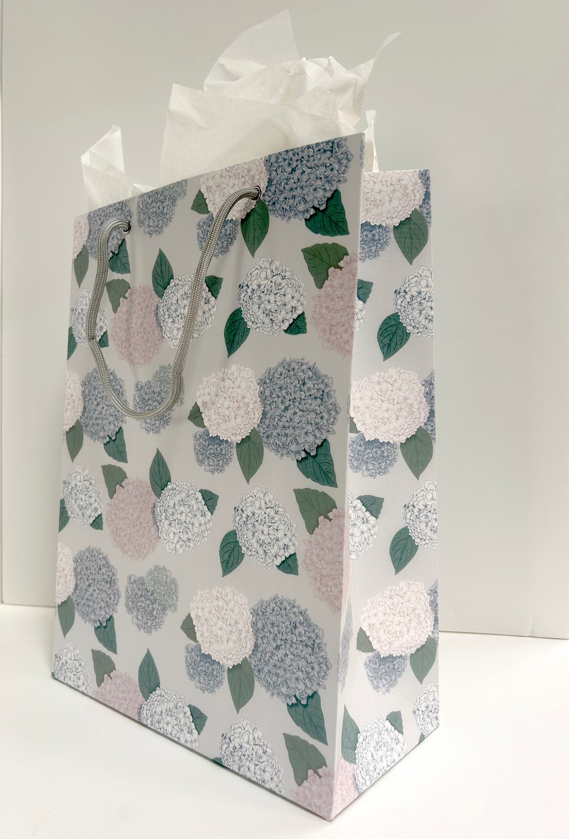 Standing hydrangea patterned gift bag by Rust Belt Love