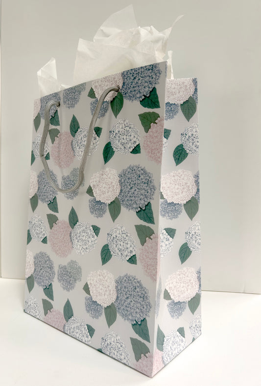 Standing hydrangea patterned gift bag by Rust Belt Love