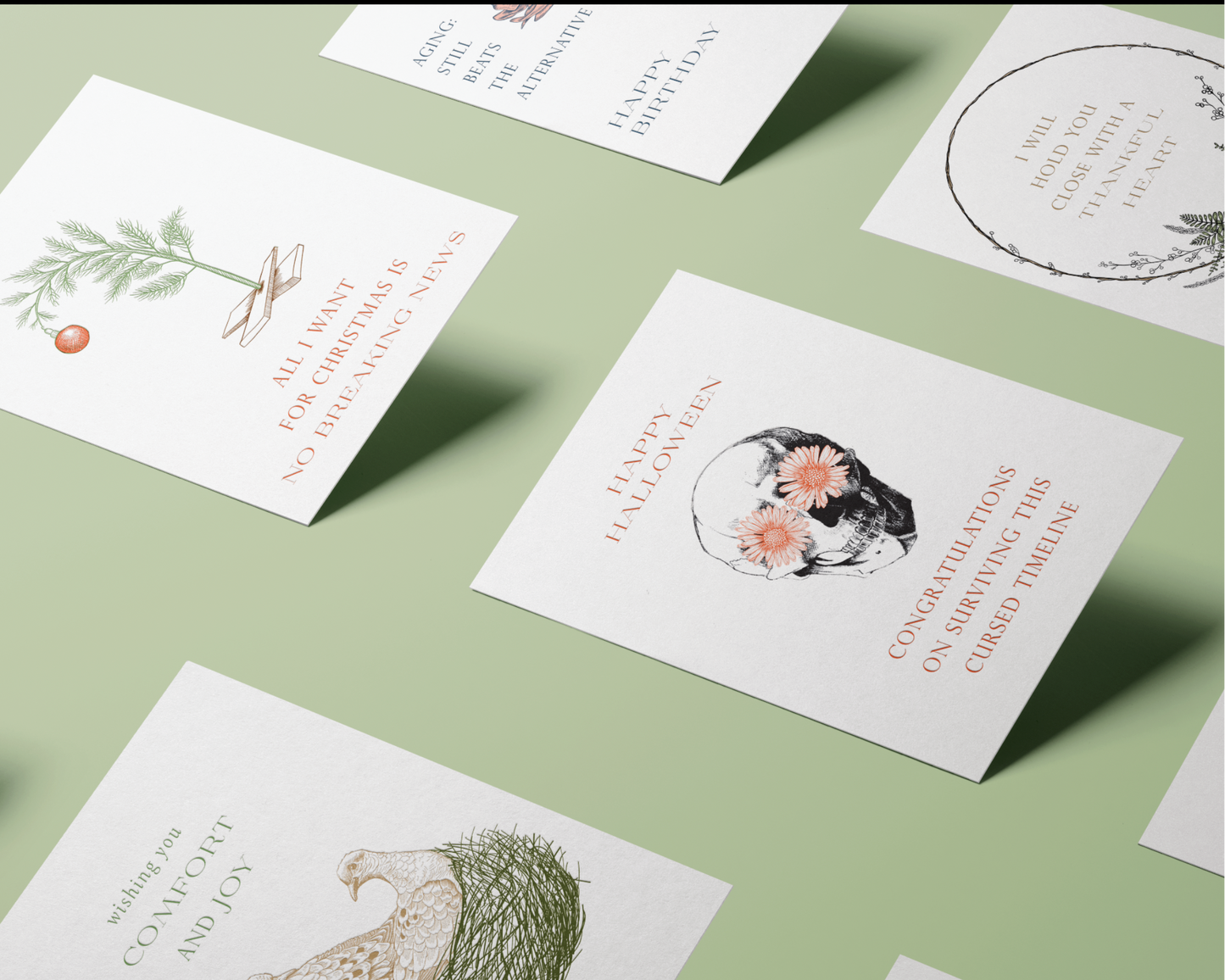 Happy Halloween, Congratulations on Surviving this Cursed Timeline Letterpress Greeting Card