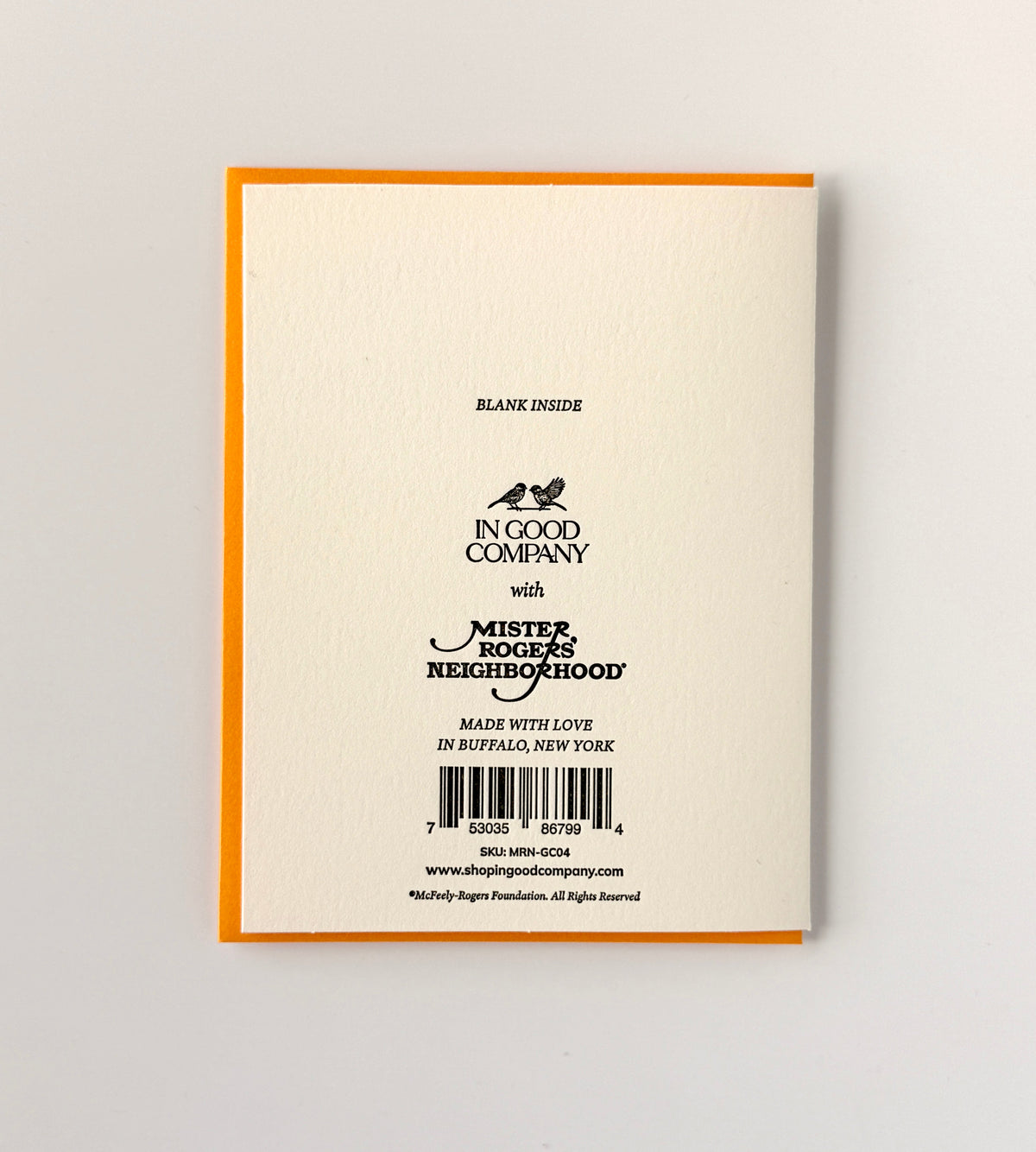 Happy Birthday, Neighbor; Mister Rogers' Neighborhood Letterpress Greeting Card