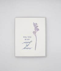 Letterpress wedding card with florals that says " Will You Be My Maid of Honor" by Rust Belt Love