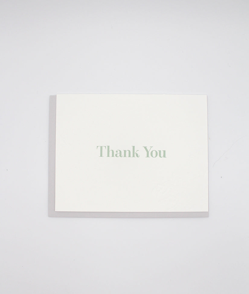 Letterpress thank you card with blind florals that says "Thank You" by Rust Belt Love