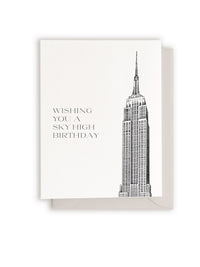 Wishing You A Sky-High Birthday Empire State Building Letterpress Card