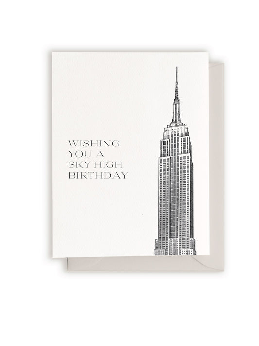 Wishing You A Sky-High Birthday Empire State Building Letterpress Card