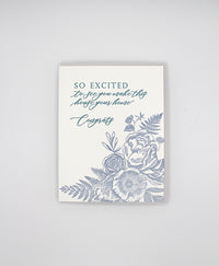 Letterpress new home card with florals that says "So excited to see you make this house your home congrats" by Rust Belt Love