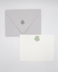 Letterpress flat note card with a green oak tree by Rust Belt Love