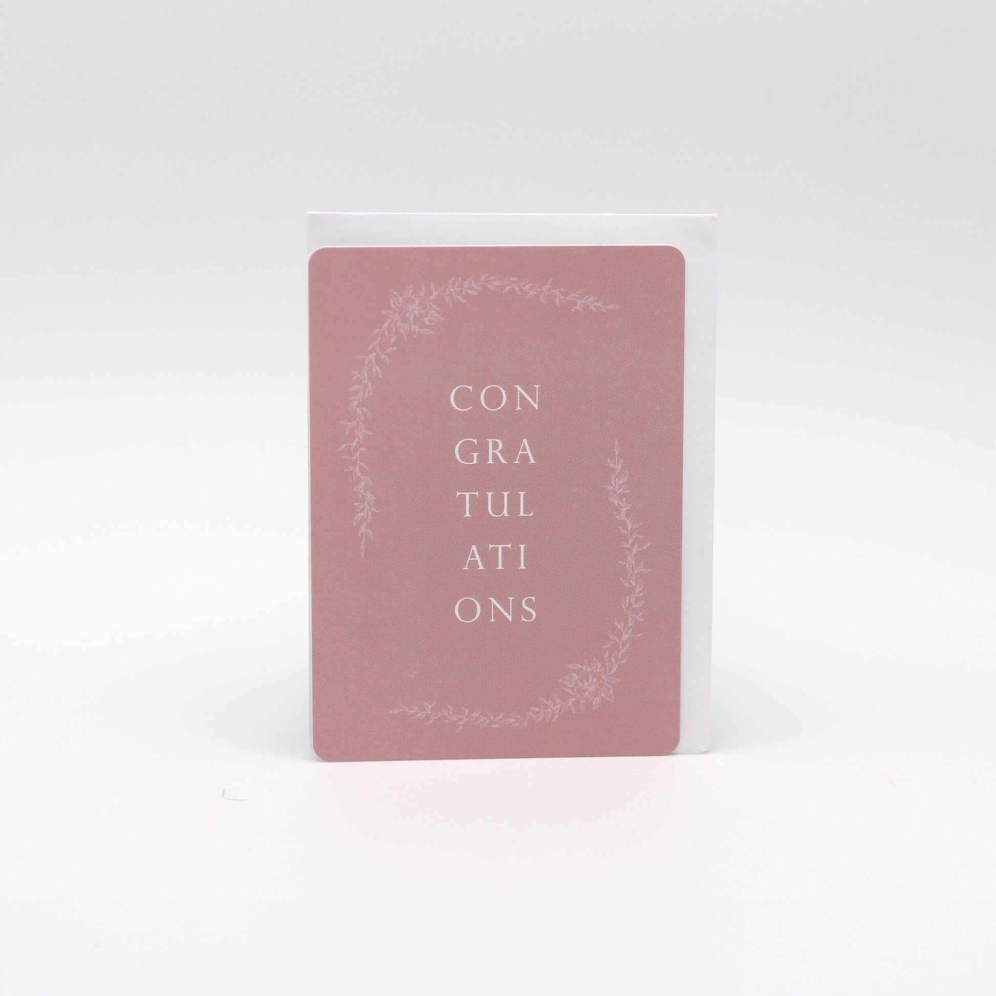 Digital pink floral minicard that reads "Congratulations" by Rust Belt Love