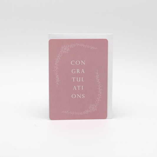 Digital pink floral minicard that reads "Congratulations" by Rust Belt Love
