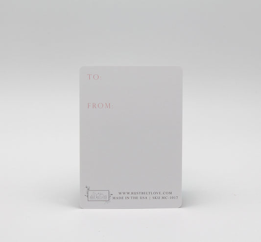 Digital pink floral minicard that reads "Congratulations" by Rust Belt Love