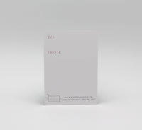 Back of minicard that reads "To" and "From" by Rust Belt Love