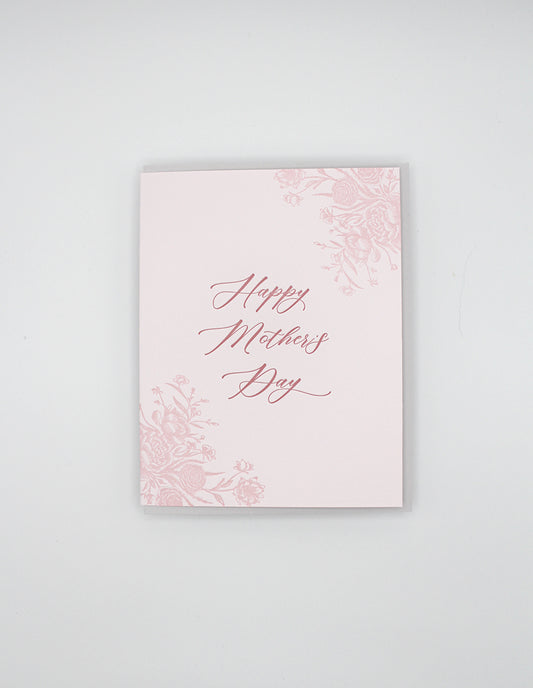 Letterpress mother's day card with florals that says "Happy mother's day" by Rust Belt Love