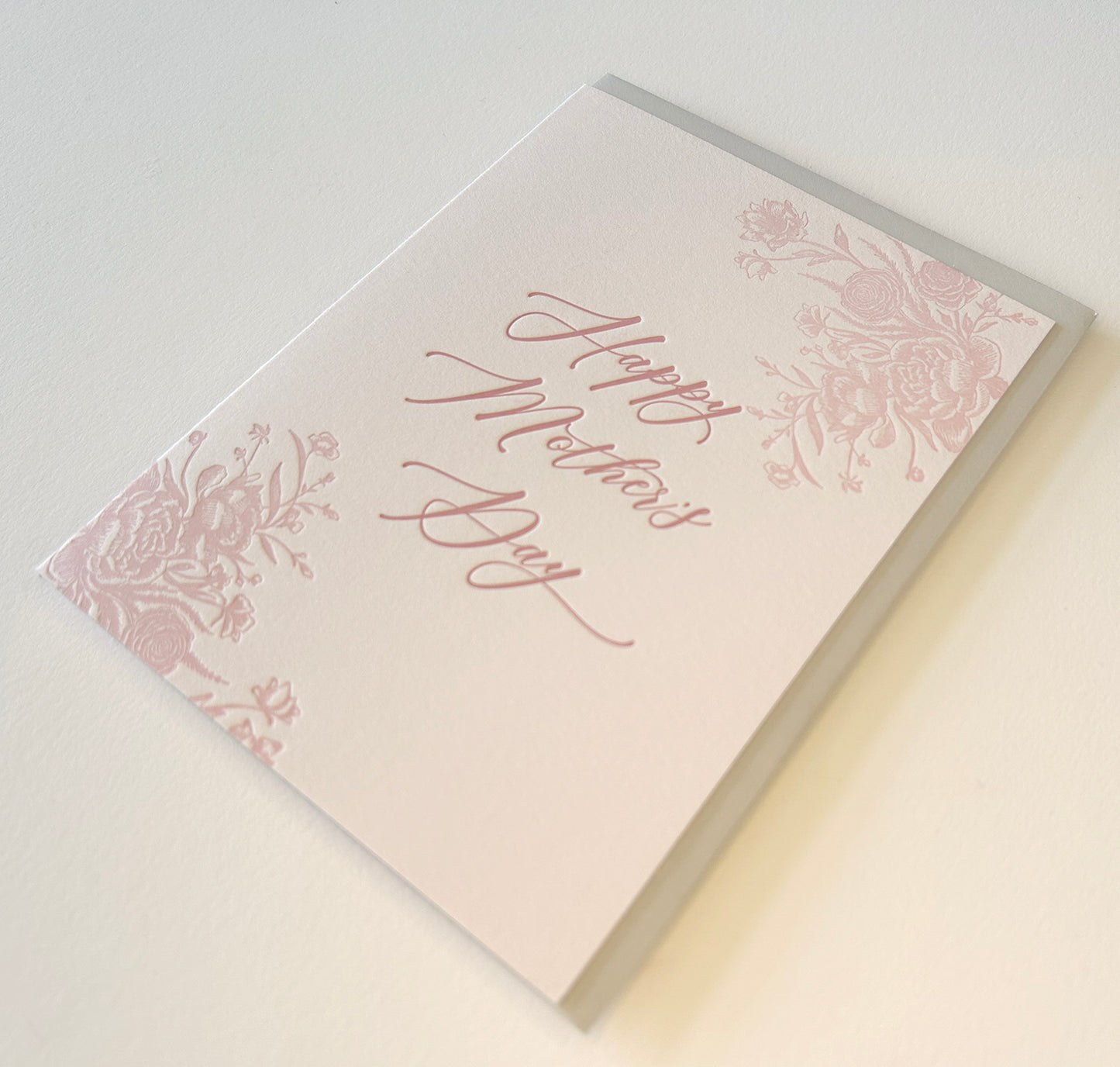 Letterpress mother's day card with florals that says "Happy mother's day" by Rust Belt Love