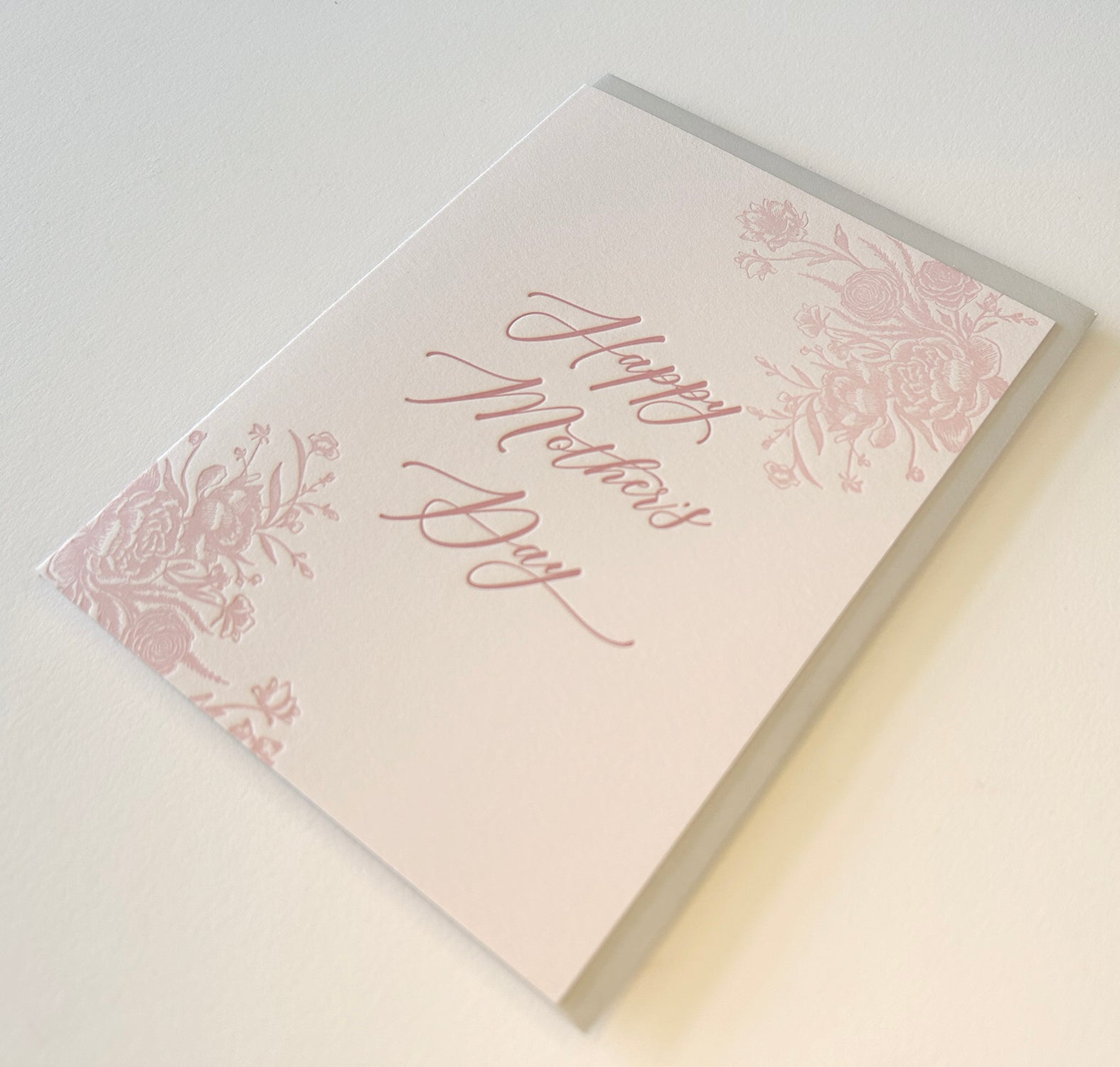 Letterpress mother's day card with florals that says "Happy mother's day" by Rust Belt Love